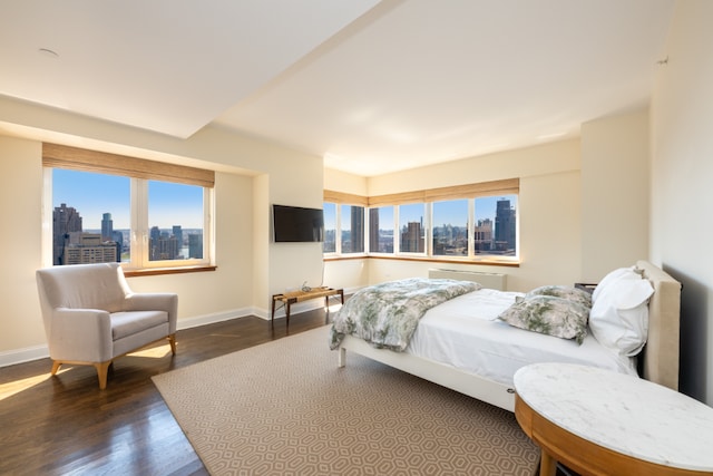 bedroom featuring dark hardwood / wood-style flooring