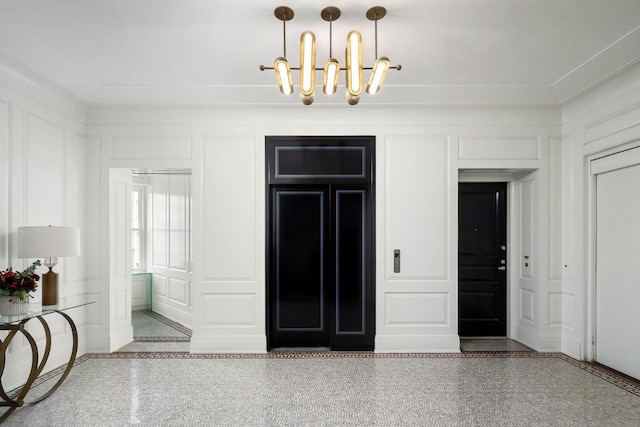 interior space with an inviting chandelier