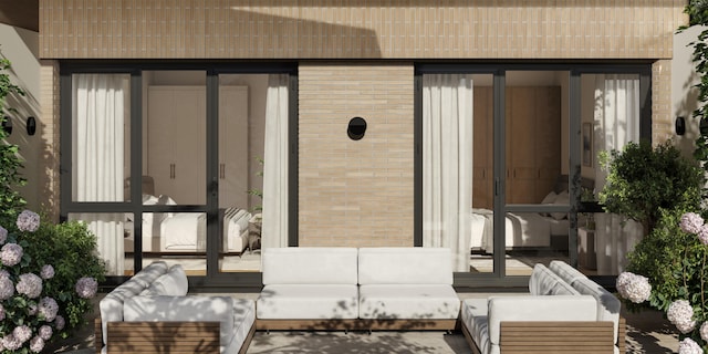 218 Classon Avenue Dplx-A, New York City, NY 11205 - entrance to property featuring brick siding and outdoor lounge area