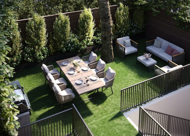 view of yard featuring an outdoor hangout area