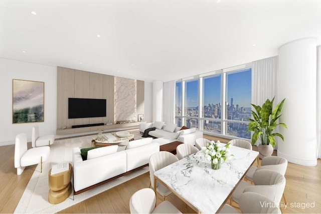 living room with light hardwood / wood-style floors