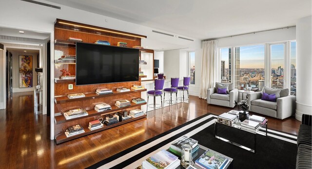 living area with wood finished floors