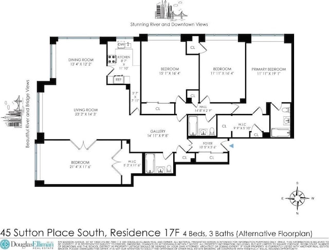 45 Sutton Pl S Unit 17Fspl, New York City NY, 10022, 3 bedrooms, 3 baths condo for sale