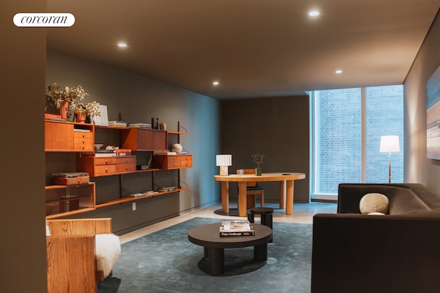 100 E 53rd St Unit 8C, New York City, NY 10022 - living area featuring recessed lighting and floor to ceiling windows