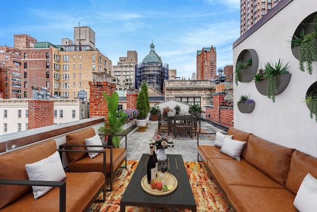 178 E 75th St, New York City, NY 10021 - balcony with an outdoor living space, a city view, outdoor dining space, and a patio area