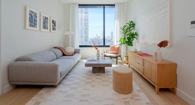 sitting room featuring light hardwood / wood-style flooring