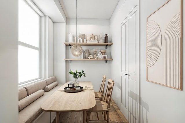 dining space featuring wood finished floors