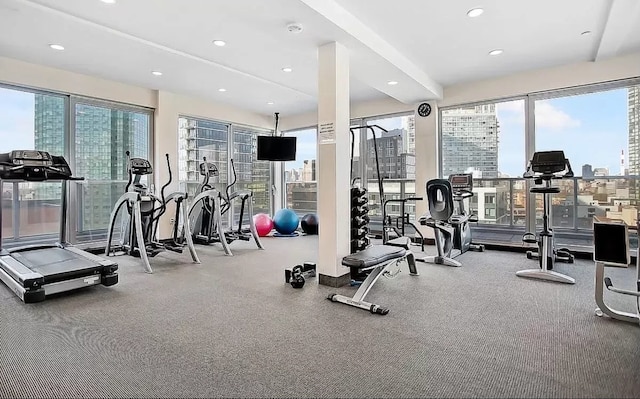 workout area featuring plenty of natural light