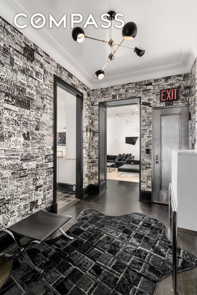 hallway with ornamental molding