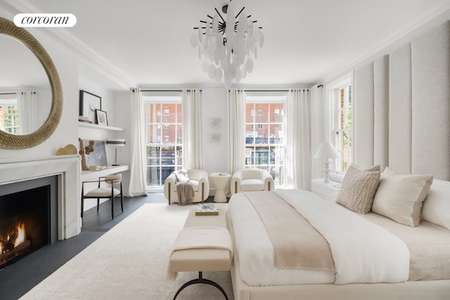 bedroom featuring crown molding