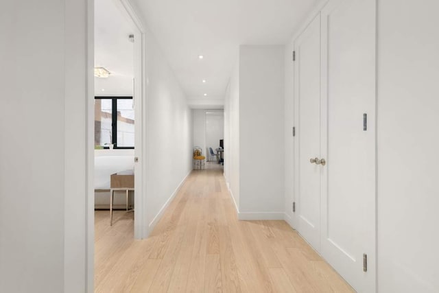 office with light hardwood / wood-style floors