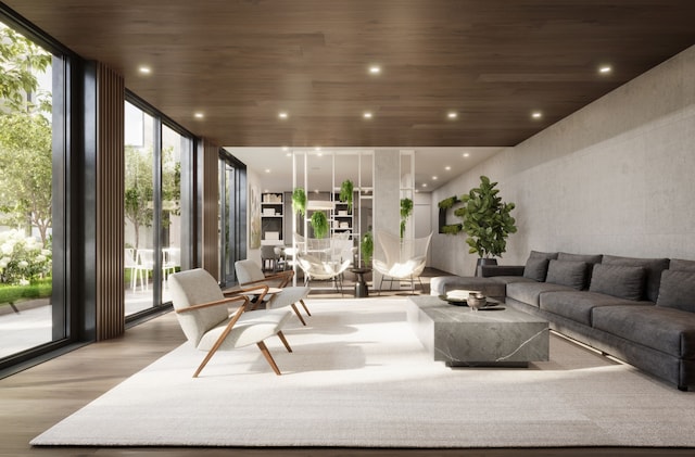 sunroom / solarium featuring wooden ceiling