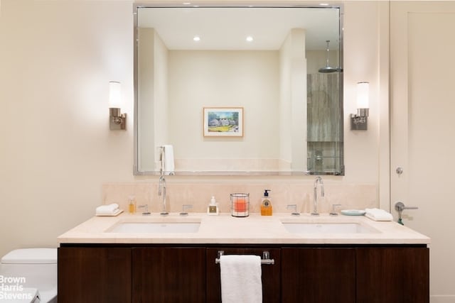 bathroom with toilet and vanity