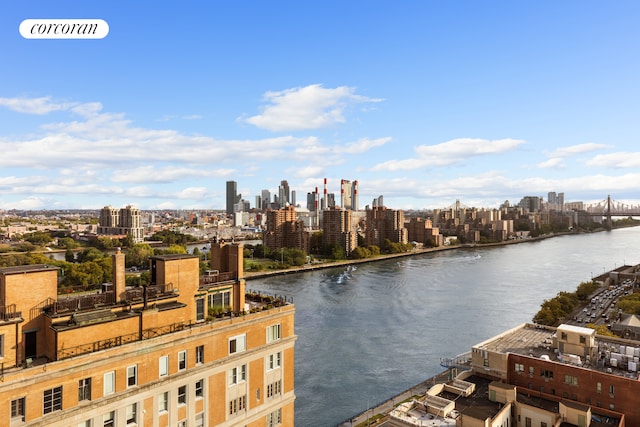 property view of water featuring a view of city