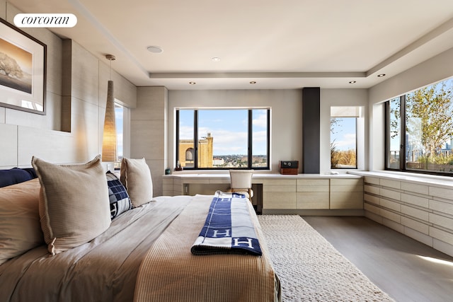 bedroom featuring visible vents and recessed lighting