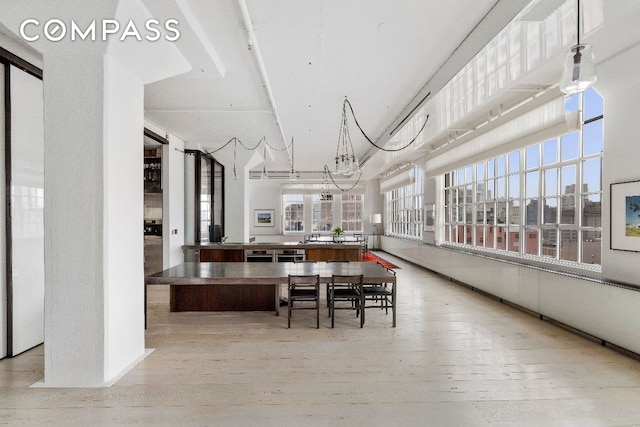 dining area with light wood-type flooring