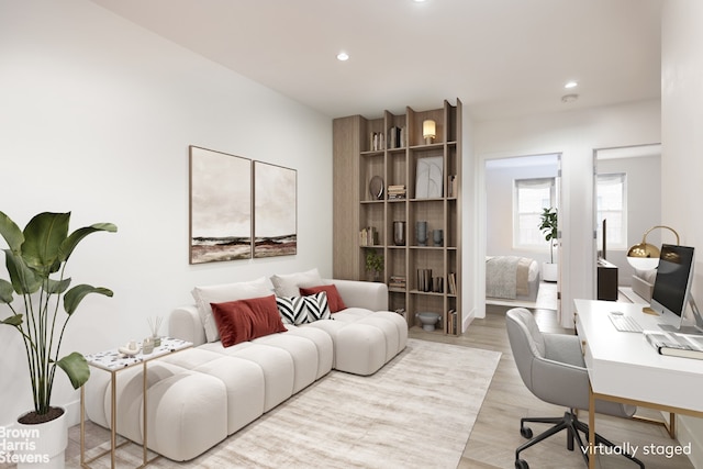 home office featuring light wood-type flooring