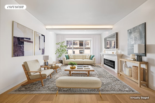 living room featuring light wood-type flooring