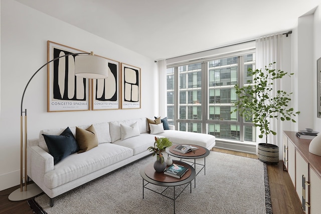 50 Riverside Blvd Unit 15-M, New York City, NY 10069 - living area featuring dark wood-style floors