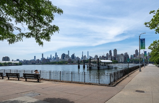 view of home's community with a water view