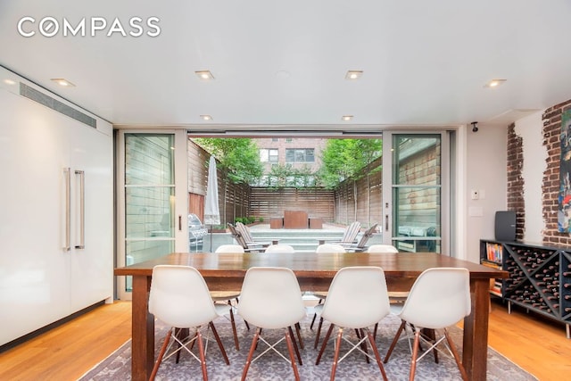 dining area featuring light hardwood / wood-style floors