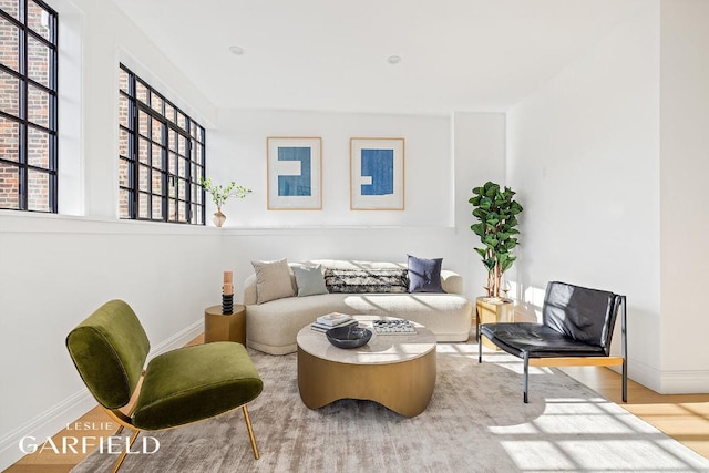 living area with light wood-type flooring