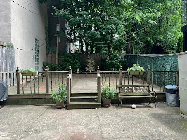 view of patio featuring a wooden deck