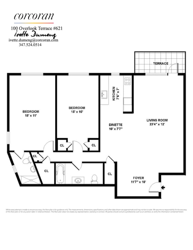 100 Overlook Ter Unit 621, New York City, NY 10040 - floor plan / room layout