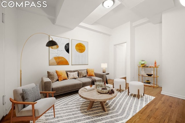 living room with light wood-type flooring