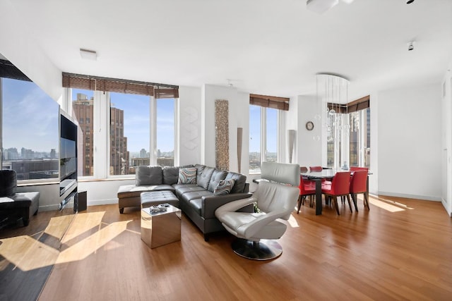 living room with light wood-type flooring