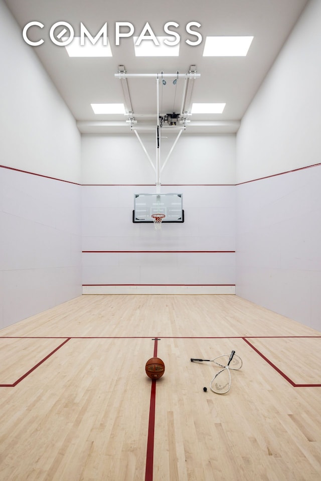 interior space with a sport court