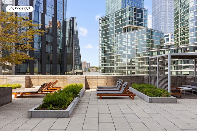 view of patio featuring a view of city