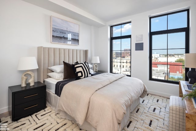 bedroom featuring light wood-type flooring