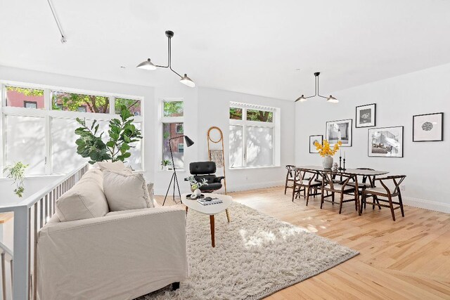 living room with hardwood / wood-style floors