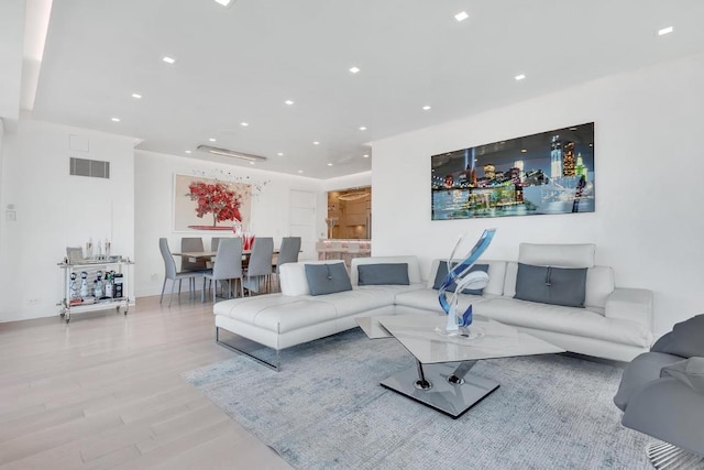 living room featuring light hardwood / wood-style floors