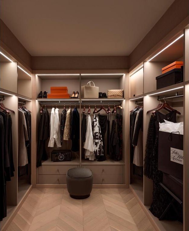 walk in closet featuring light parquet flooring