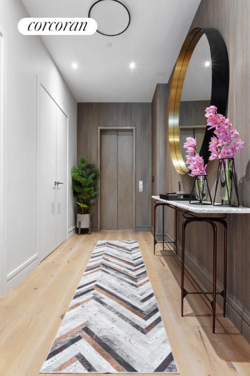 foyer featuring light wood-type flooring