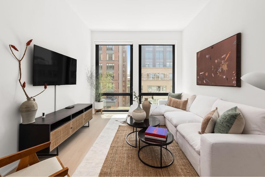 living room featuring light hardwood / wood-style floors