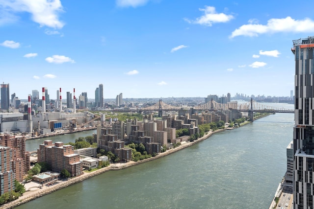 property view of water with a city view