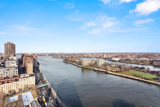 property view of water featuring a view of city