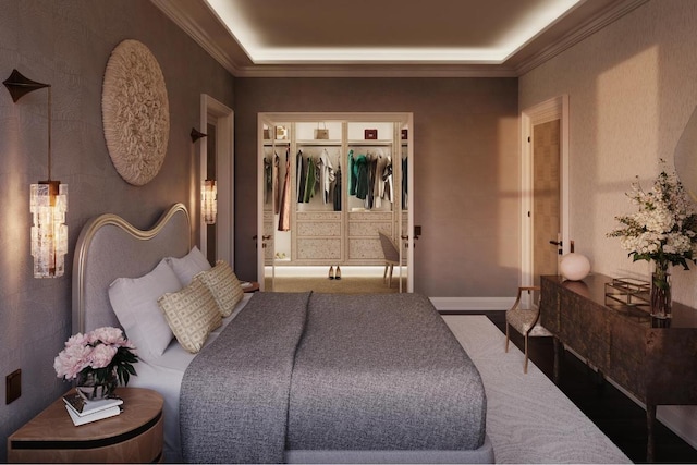 bedroom with ornamental molding