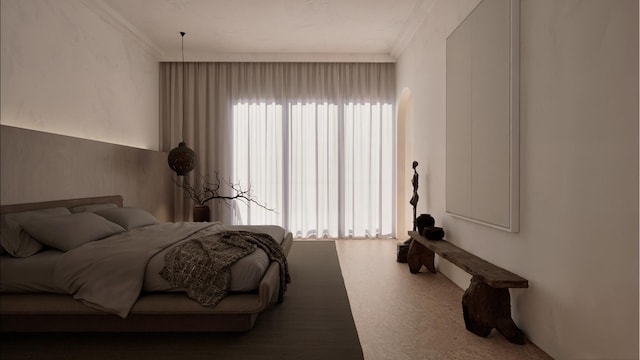 bedroom featuring ornamental molding