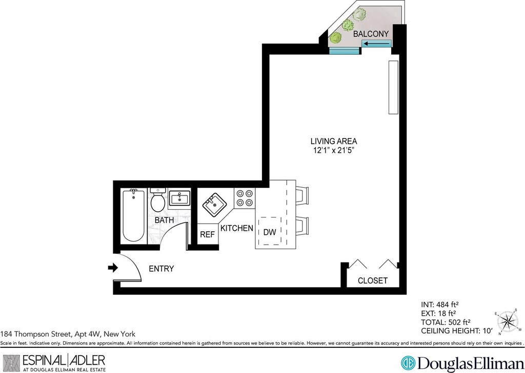 184 Thompson St Unit 4W, New York City, NY 10012 - floor plan