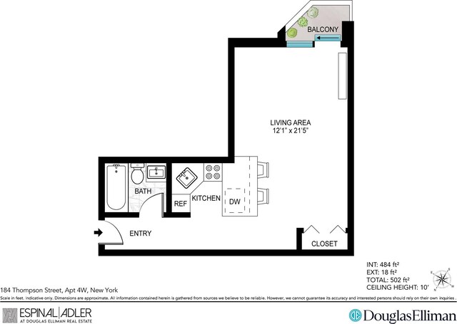 184 Thompson St Unit 4W, New York City, NY 10012 - floor plan