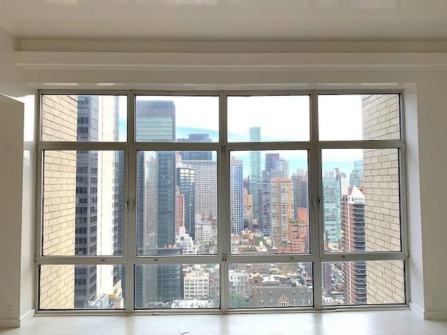 entryway featuring a wealth of natural light and a view of city