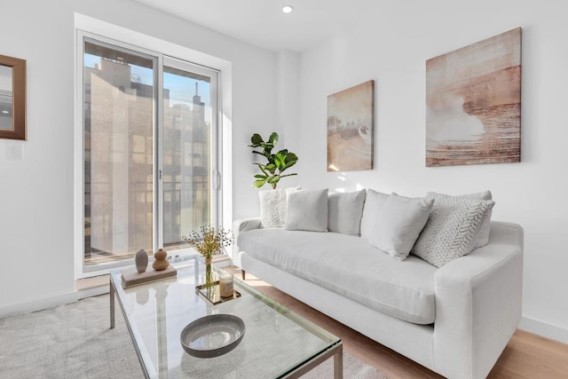 living room featuring baseboards