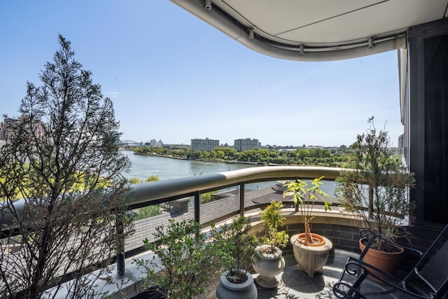 balcony with a water view