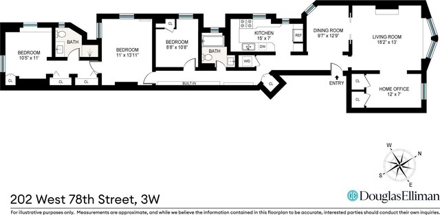 202 W 78th St Unit 3W, New York City, NY 10024 - living room featuring rail lighting, wood finished floors, and a fireplace with flush hearth
