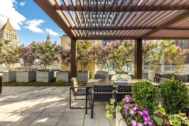 view of patio / terrace featuring a pergola