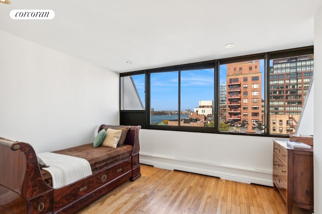 bedroom featuring light hardwood / wood-style floors